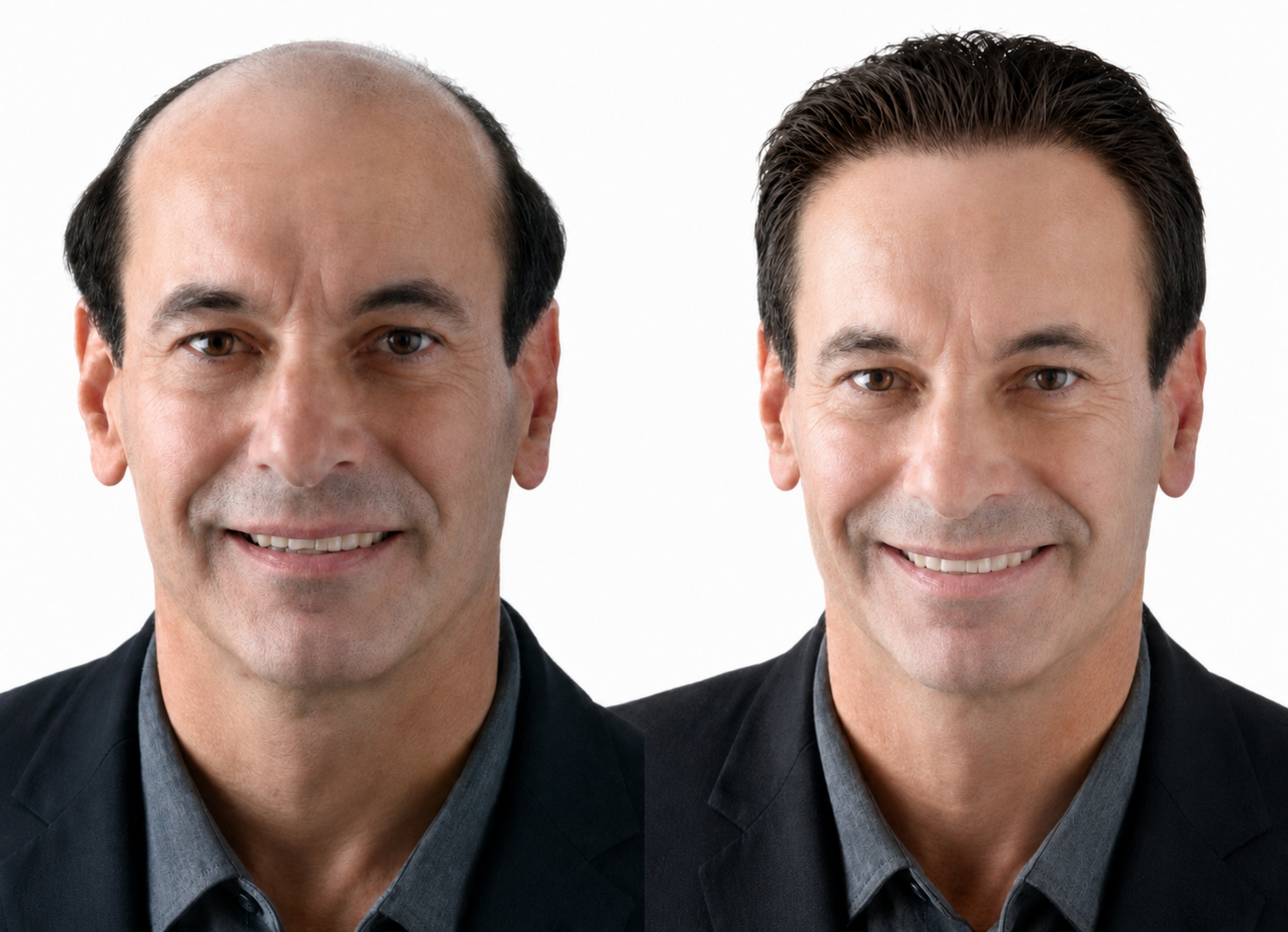 Men's hair replacement before and after result